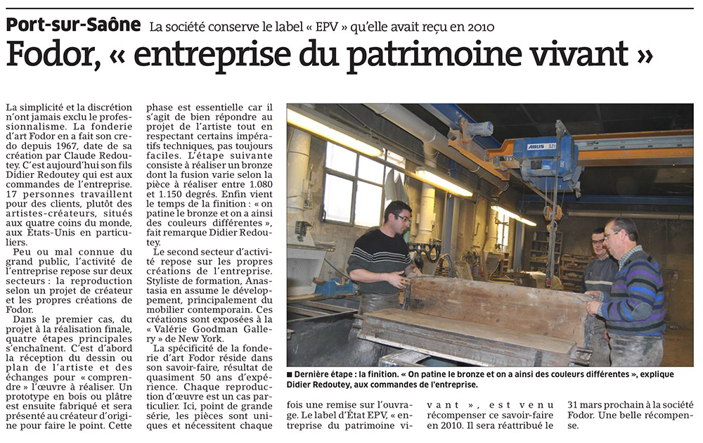 Revue de presse Fonderie Fodor